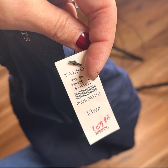 NWT Talbots navy blue linen wide leg pants size 18WP career business staple - Picture 5 of 11